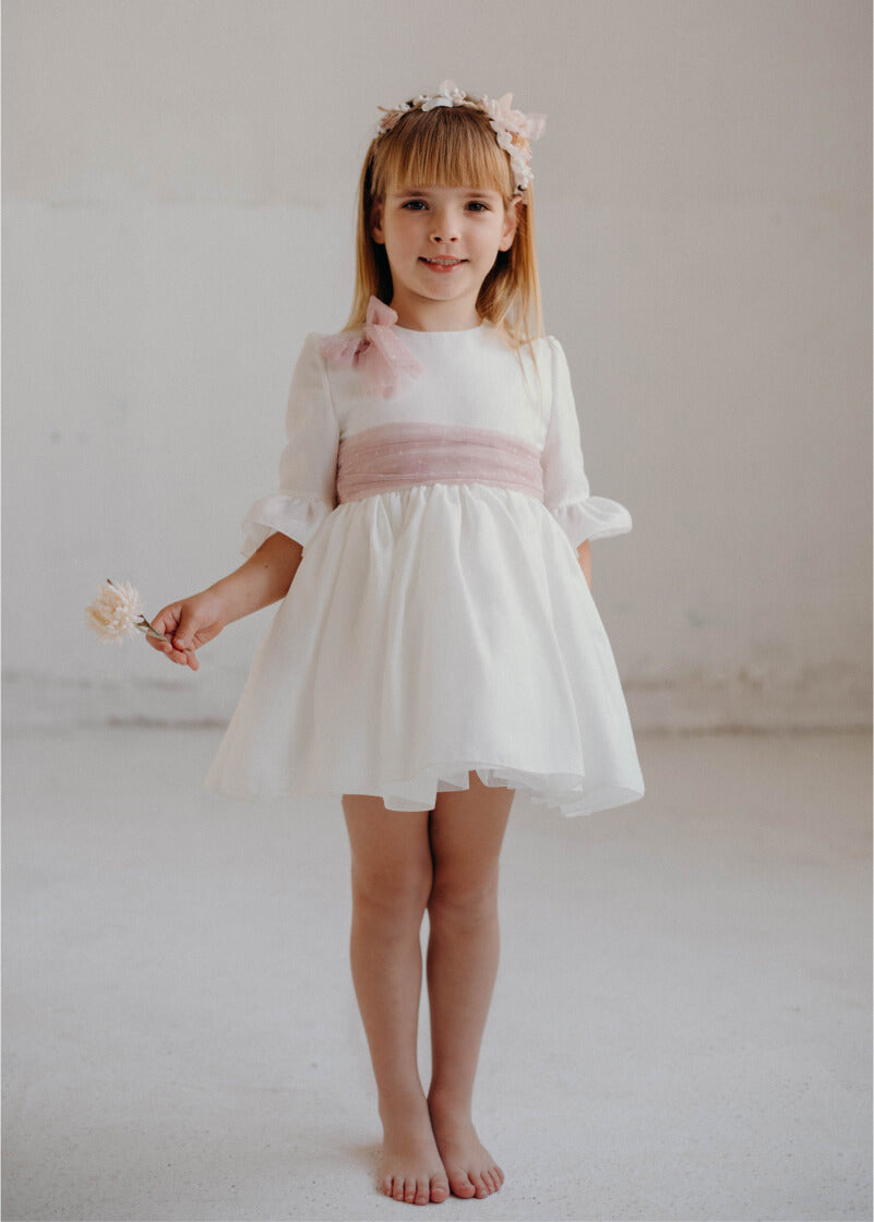 Ceremony Girls' Dress Rustic Elegance in Blush Pink and Ivory #4901 Ceremony Girls' Dress Rustic Elegance in Blush Pink and Ivory #4901