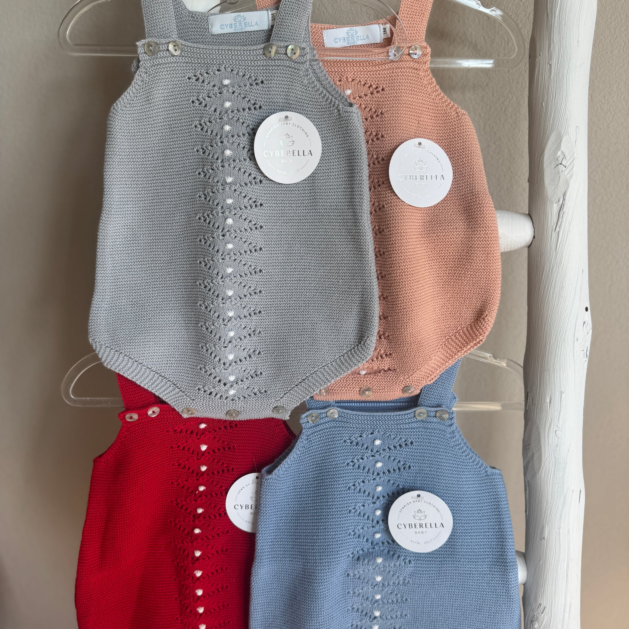 Polka Dot Knit Baby Romper – Button Strap Style  #SP4064