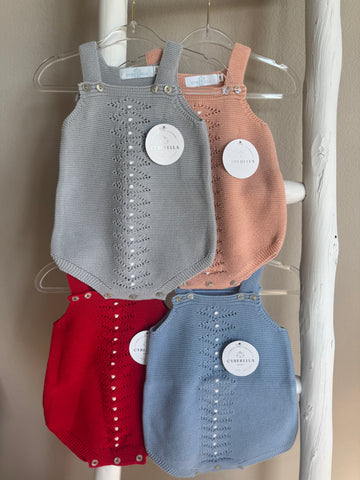 Polka Dot Knit Baby Romper – Button Strap Style  #SP4064