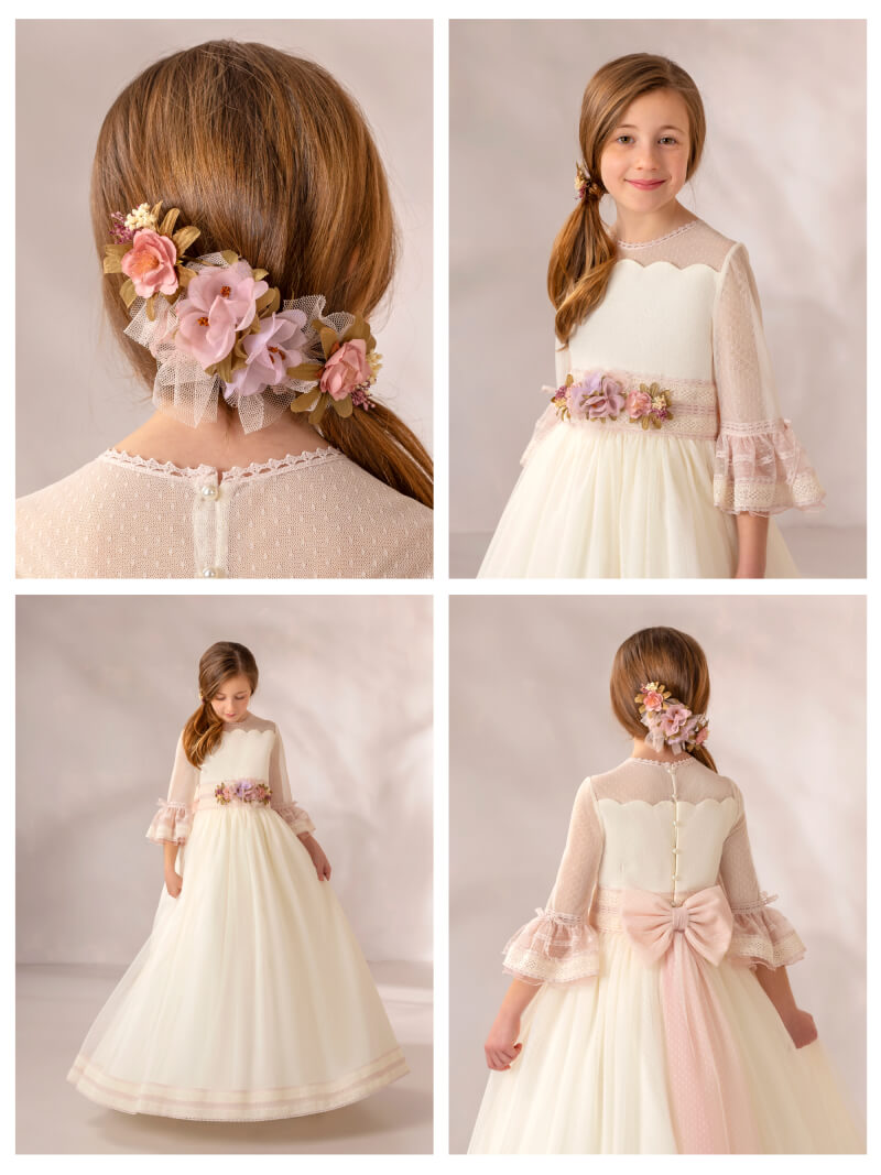 FIRST COMMUNION DRESS MODEL 4614: Romantic First Communion Dress