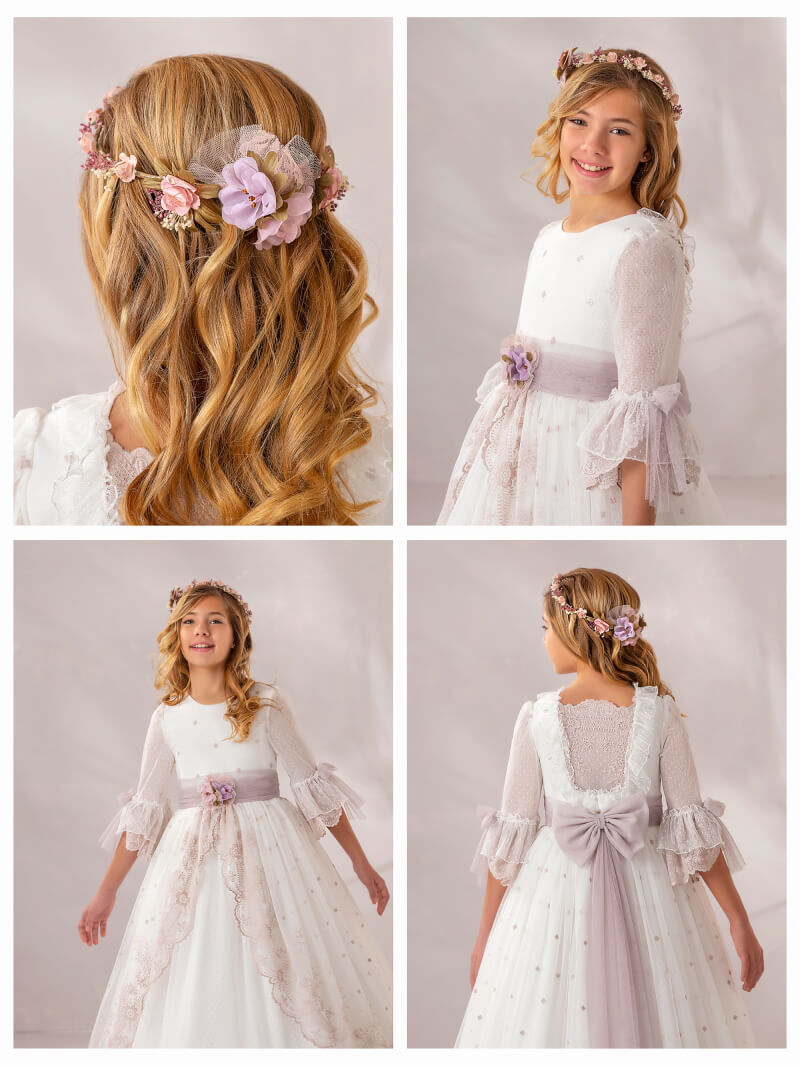 FIRST COMMUNION DRESS MODEL 4617: Romantic First Communion Dress