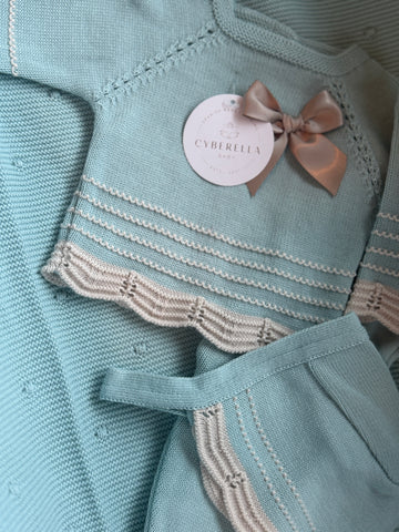 Laced in Love – 3-Piece Knit Baby Set with Vintage-Inspired Trim #C6002