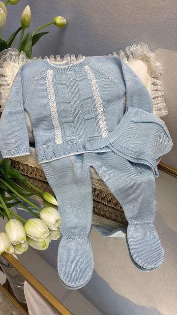 Heavenly Blue Baby – 3-Piece Knit Set  #C6080