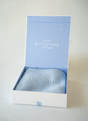 DUSTY BLUE KNITTED BLANKET- TO110