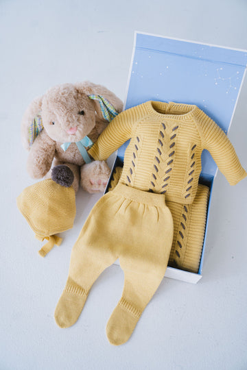 ABETOS NECTAR MUSTARD Knitted Set with Blanket - 9815