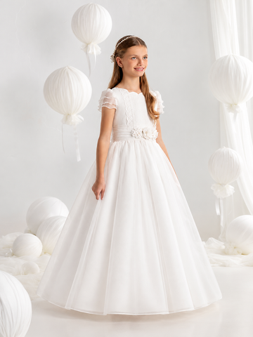 First Communion Dress Model #7129 Fantasy Short Sleeve