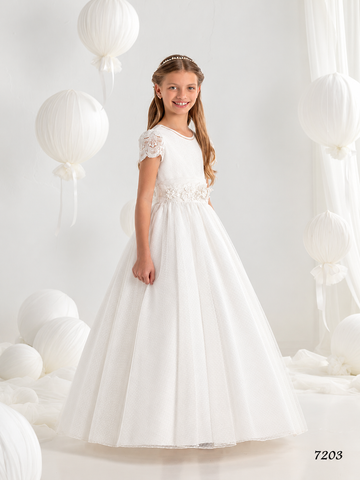 First Communion Dress Model #7203 Fantasy Short Sleeve