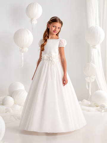 First Communion  Dress Model #7114   Timeless Short Sleeve