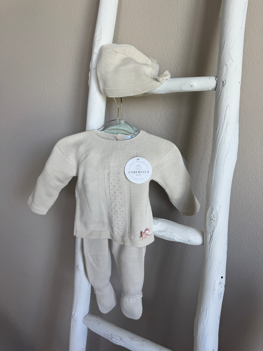Dotted Whimsy Knit Baby Set – 3 Piece set #C6007