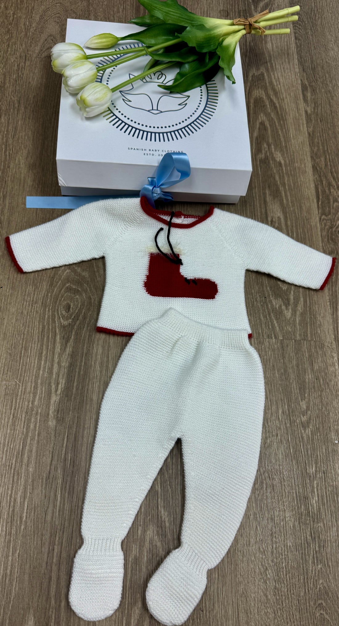 Red boot Knitted baby set