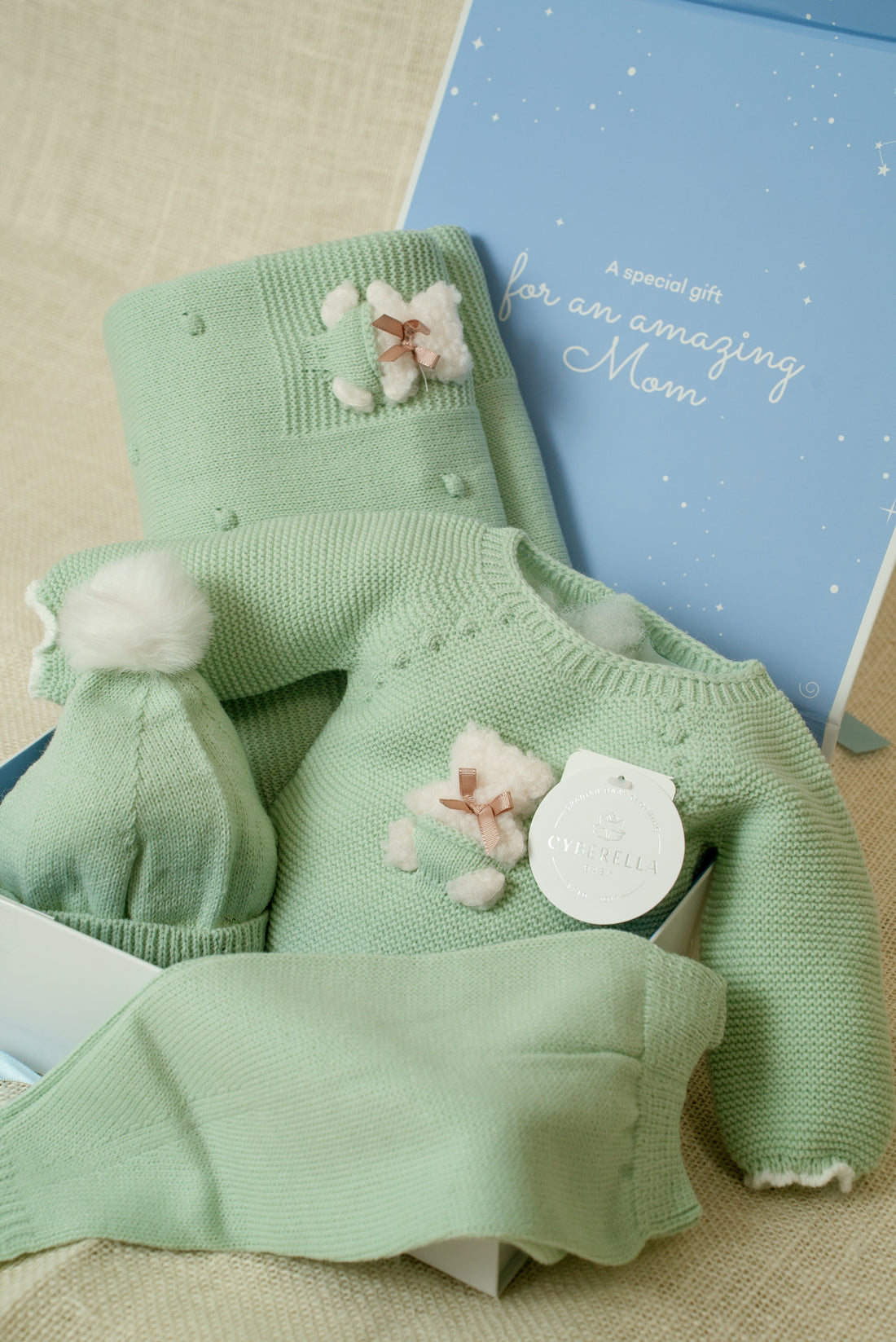 Baby Mint Dream Set - Four Pieces Knitted Outfit for Newborn