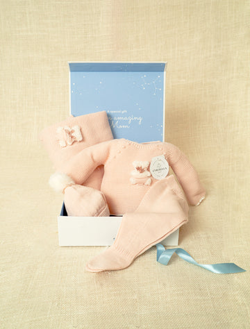 Blush pink Dream Set - Four Pieces Knitted Outfit for Newborn