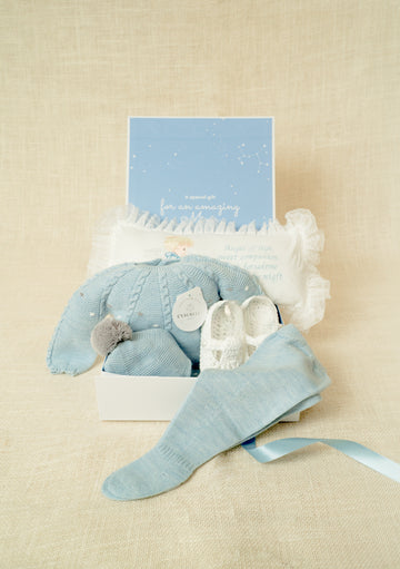 BABY BLUE AMAR Gift BOX (FIVE Pieces) Knitted Outfit for Newborn