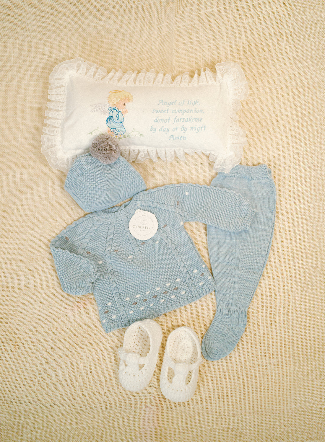 BABY BLUE AMAR Gift BOX (FIVE Pieces) Knitted Outfit for Newborn