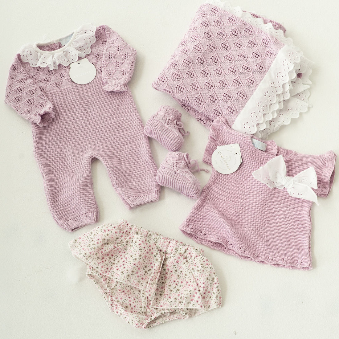 Lilac Whispers Gift Box- Four pieces Knitted Outfit- #9650/ #9731/TO93