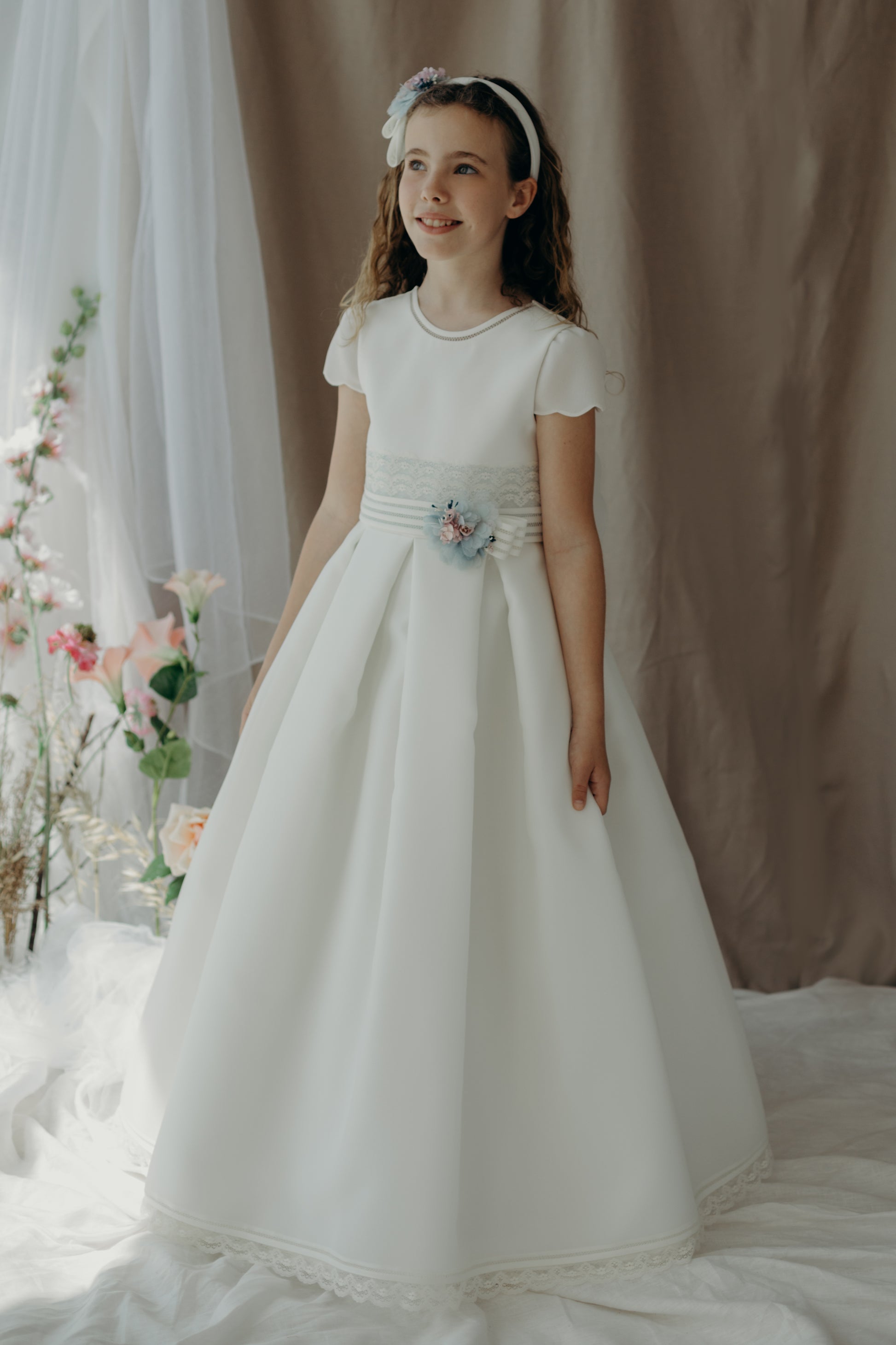 Length Cap Sleeve Communion Dress Communion Attire Wedding Dress White Frock For First Holy Communion DRESS Length Cap Sleeve Communion Dress Communion Attire Wedding Dress White Frock For First Holy Communion DRESS