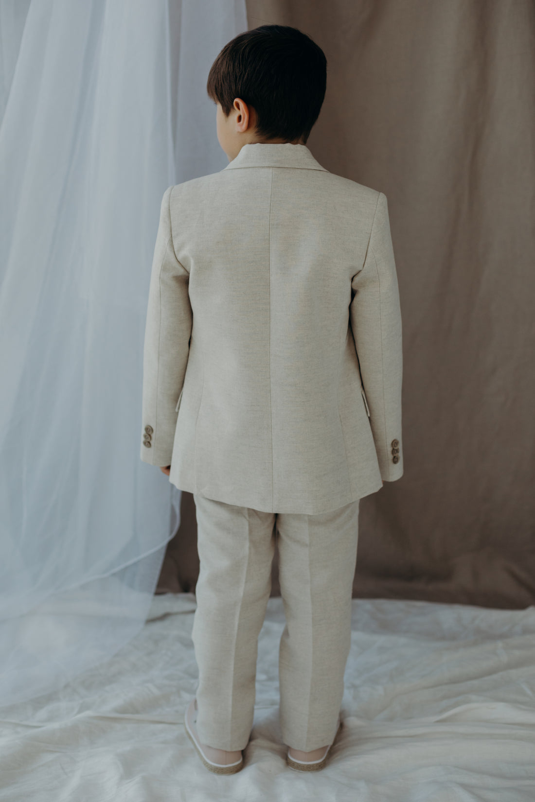 Linen Suit for Boys in Ivory Color - First Communion and Special Events