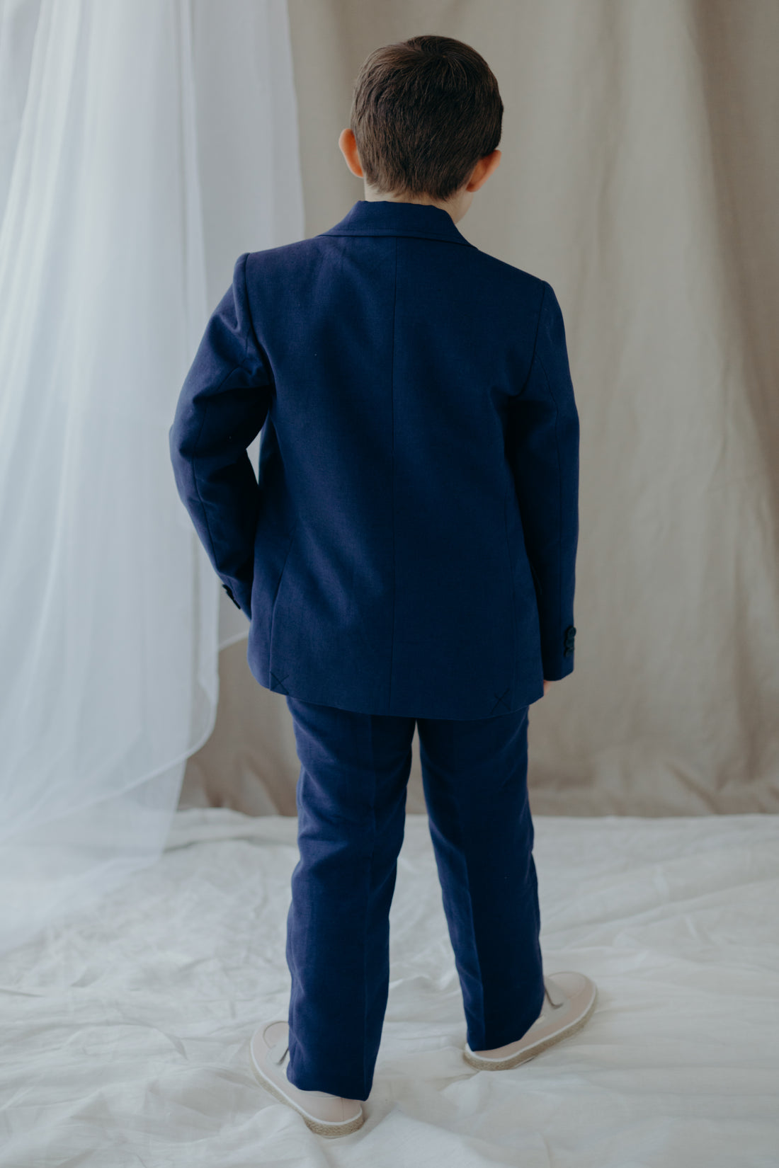 Linen Suit for Boys in Dark Blue - First Communion and Special Events