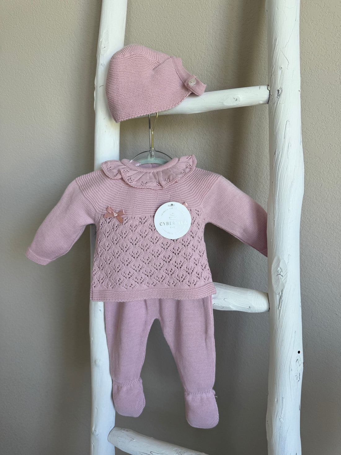 Heirloom Blush 3- piece Baby Knit Set #C4015