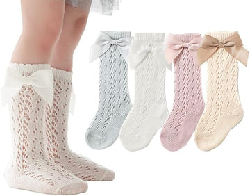 Lace Bow Knee-High Socks (One pair)