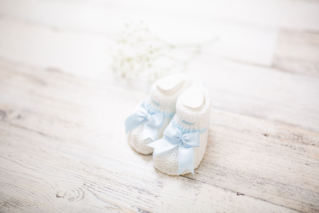 Baby Boy white and blue Booties