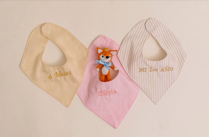 BIB TRIPACK - Beautiful Personalized bib  with The Baby's Name ready to ship in 24 hours