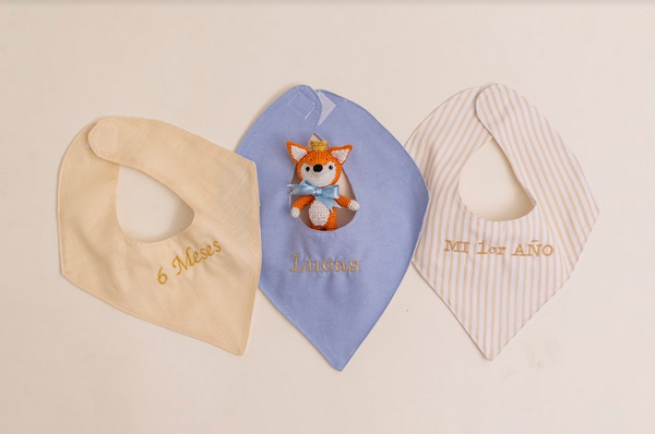 BIB TRIPACK - Beautiful Personalized bib  with The Baby's Name ready to ship in 24 hours